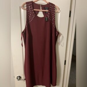 Ashley Stewart Burgundy Studded Dress